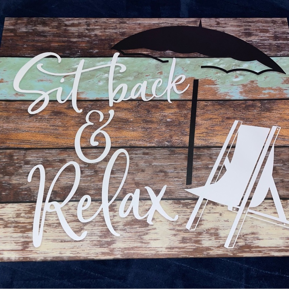 New! 2 Beautiful Nautical 20”x16” Sit Back & Relax” Canvas Sign Art Beach